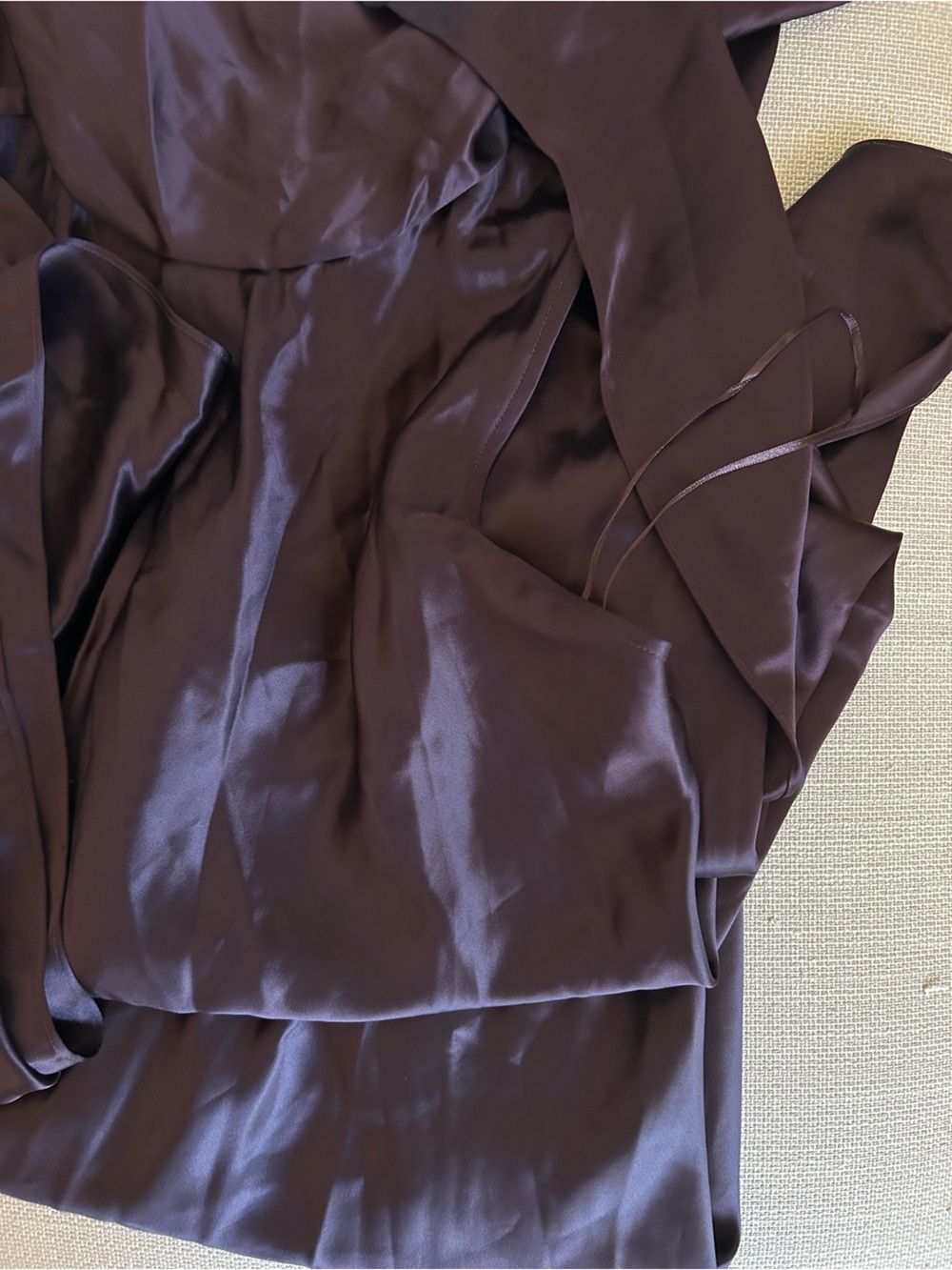 REISS Fae Satin Cape Maxi Dress Gown Burgundy Satin Event Party Cocktail - Picture 6 of 10
